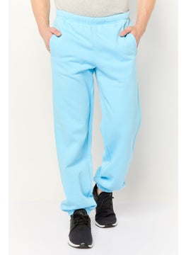 Men Brand Logo Drawstrings Sweatpants, Pastel Blue