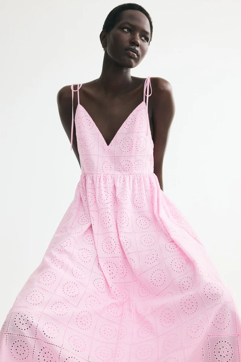 H&M Tie-strap broderie anglaise dress