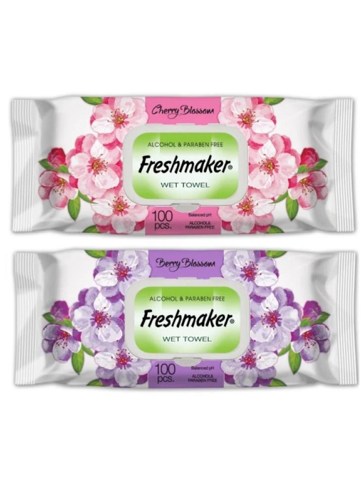 Freshmaker مناديل مبللة بلوسوم  100 منديل من 2قطع 