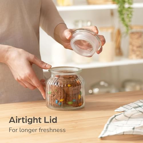WRINGO 500ML Clear Glass Storage Jar With Air Tight Glass Lids- Airtight Food Jars Glass Kitchen Containers For Pantry, Pickle Jar, Sugar Pasta Cereal Flour Sugar Storage Jar (WR-05, Set of 2) - Image 3
