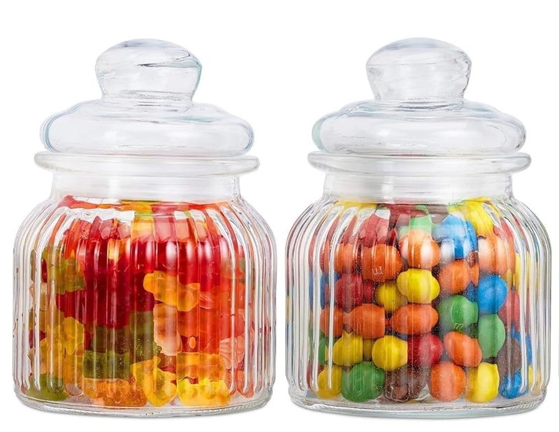 WRINGO 500ML Clear Glass Storage Jar With Air Tight Glass Lids- Airtight Food Jars Glass Kitchen Containers For Pantry, Pickle Jar, Sugar Pasta Cereal Flour Sugar Storage Jar (WR-05, Set of 2) - Image 1