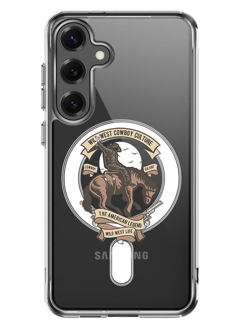 Theodor Magnetic Case for Samsung Galaxy S25 6.2-inch Compatible with MagSafe Wireless Charging, Shockproof Phone Bumper Cover Wild west cowboy - Image 1