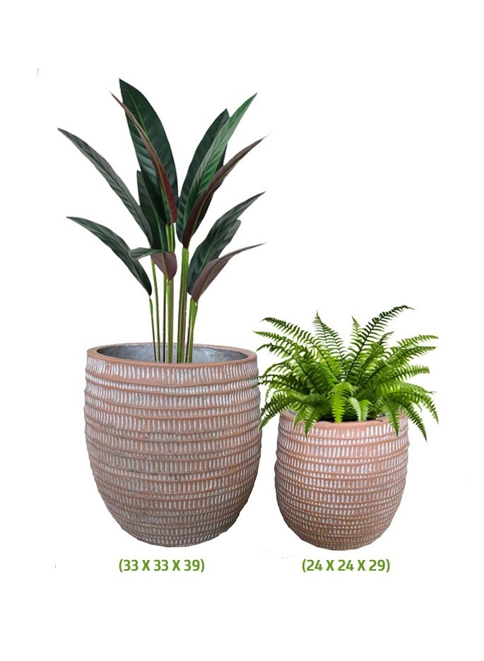 DRAMA HOME Plant and Tree Pot Set – Cement, Natural Stone & Fiber Blend – Elegant Design with a Natural Touch in Every Corner  - Image 1