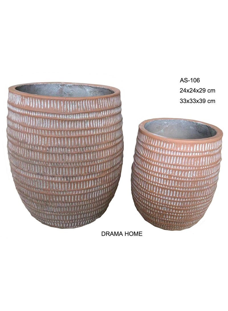 DRAMA HOME Plant and Tree Pot Set – Cement, Natural Stone & Fiber Blend – Elegant Design with a Natural Touch in Every Corner  - Image 2