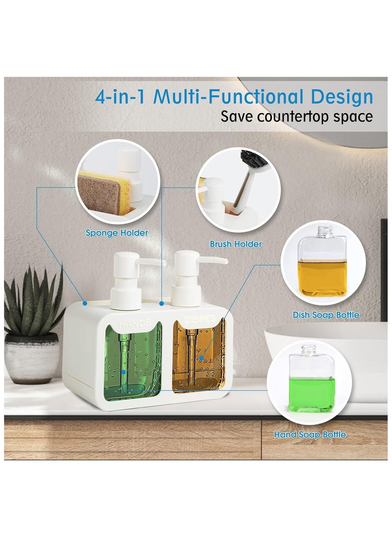 UrbanEssentia Hand and Dish Soap Dispenser and Kitchen Sink Caddy with Sponge Holder and Cleaning Brush Holder, Dual Soap Dispenser Set, 4 in 1 Kitchen Sink Organizer Storage Rack. (Black)  - Image 2