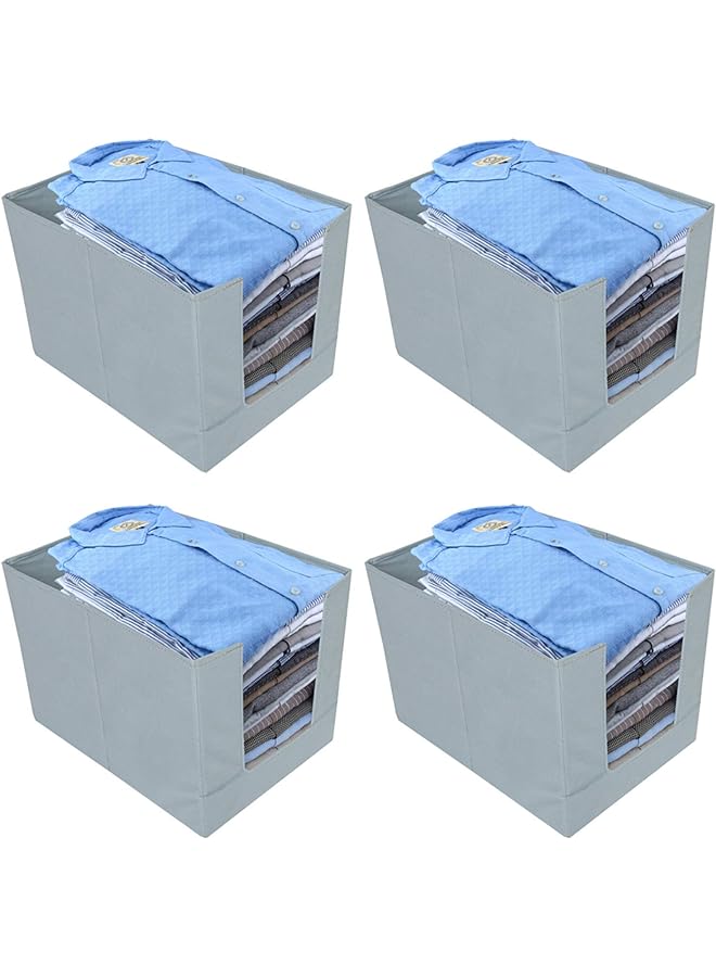 Zaboon Nonwoven 4 Pieces Shirt Stacker Wardrobe Organizer Grey 40X25X24 Cm - Image 1