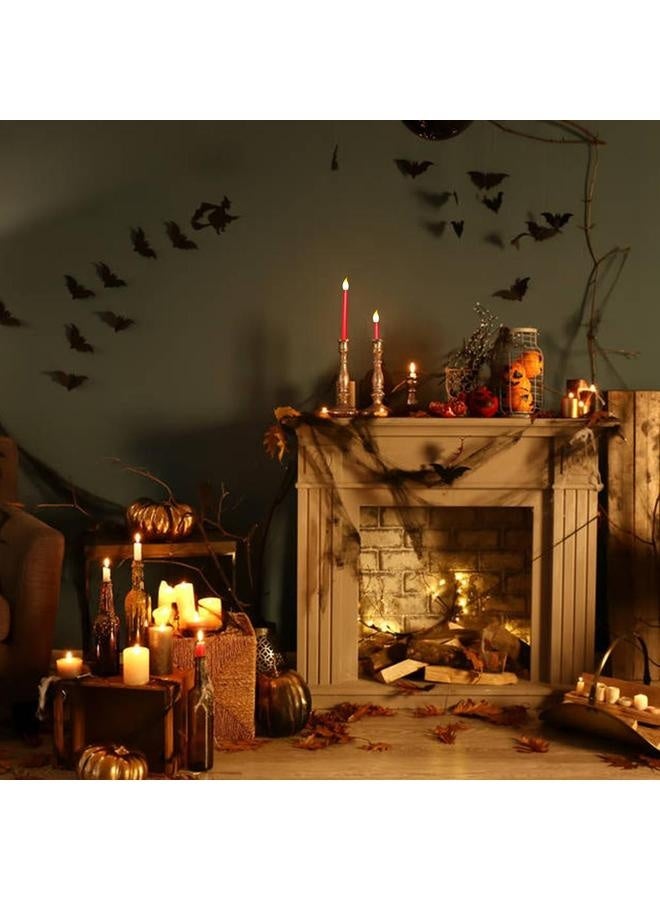 NIBEMINENT 6Pcs LED Flameless Flickering Warm Light Taper Candles with 2 Remote Control for Christmas Thanksgiving Halloween Home Wedding Decoration  - Image 5
