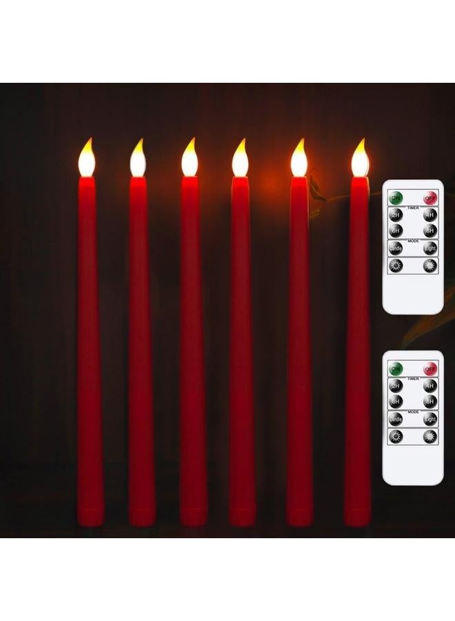 NIBEMINENT 6Pcs LED Flameless Flickering Warm Light Taper Candles with 2 Remote Control for Christmas Thanksgiving Halloween Home Wedding Decoration  - Image 2