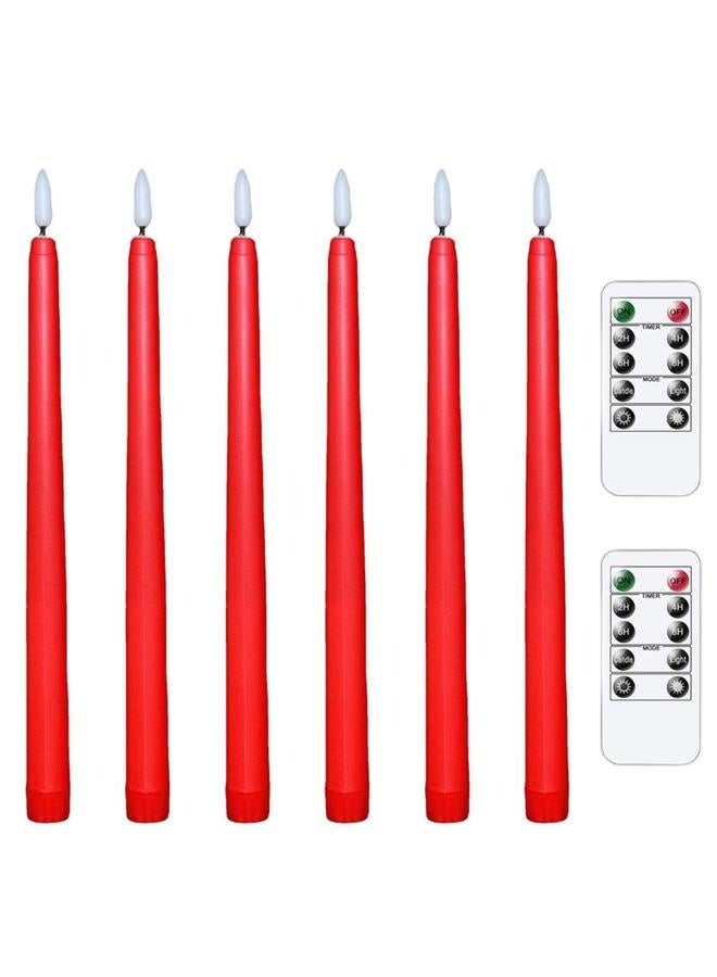 NIBEMINENT 6Pcs LED Flameless Flickering Warm Light Taper Candles with 2 Remote Control for Christmas Thanksgiving Halloween Home Wedding Decoration  - Image 1