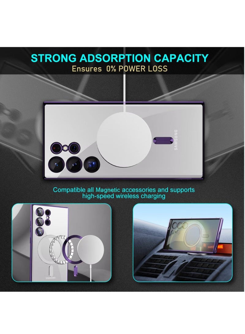 MUNTAQI Galaxy S24 Ultra MagSafe Case – Clear Magnetic Case with Camera Lens Protection, Anti-Scratch, Shockproof, Wireless Charging Compatible [6.8 inch] - Image 4