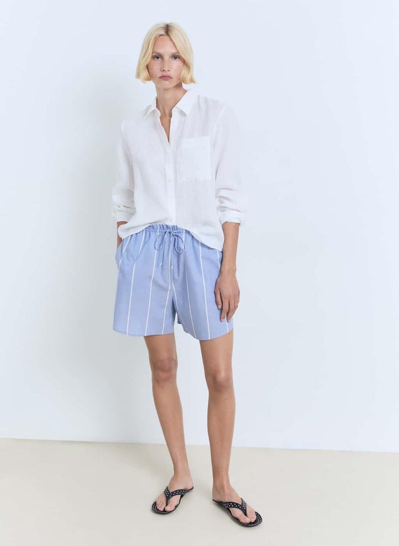 MANGO Striped Cotton Shorts  - Image 4