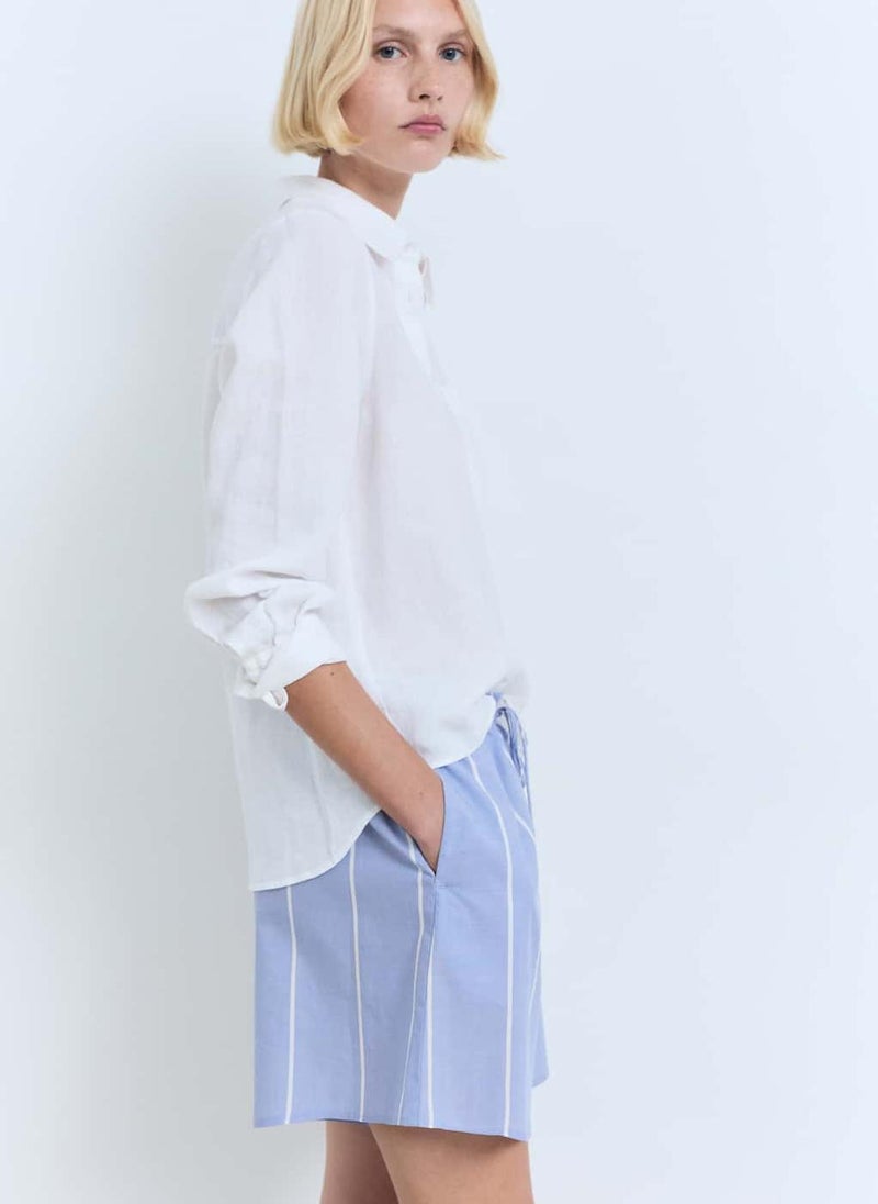 MANGO Striped Cotton Shorts  - Image 3