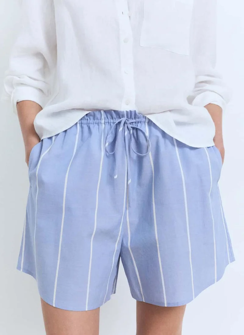 MANGO Striped Cotton Shorts