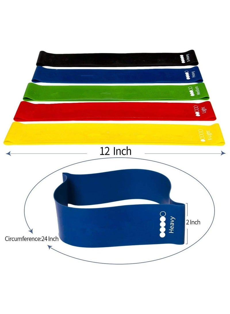 Generic 6Pcs Resistance Bands Exercise Bands for Woman Yoga Resistance Loop Bands for Legs and Butt Workout Bands for Home GYM Fitness 5 Set with Bag, Black,Red,Blue,Yellow,Green - Image 2