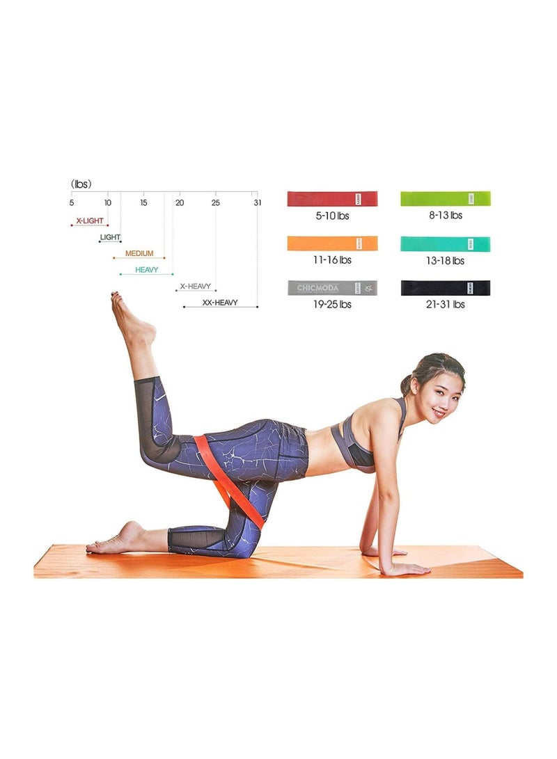 Generic 6Pcs Resistance Bands Exercise Bands for Woman Yoga Resistance Loop Bands for Legs and Butt Workout Bands for Home GYM Fitness 5 Set with Bag, Black,Red,Blue,Yellow,Green - Image 5