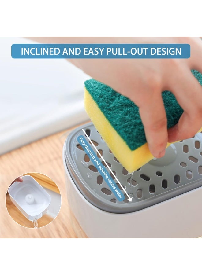 حامل إسفنجة المطبخ مع موزع صابون مدمج – تصميم عملي لتنظيف الأطباق بسهولة - Image 5