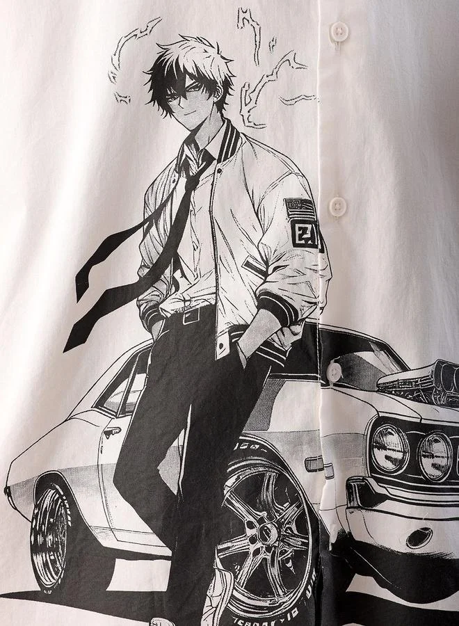The Indian Garage Co  Men Oversized Graphic Cutaway Collar Street Shirt for Men | Best Price UAE
