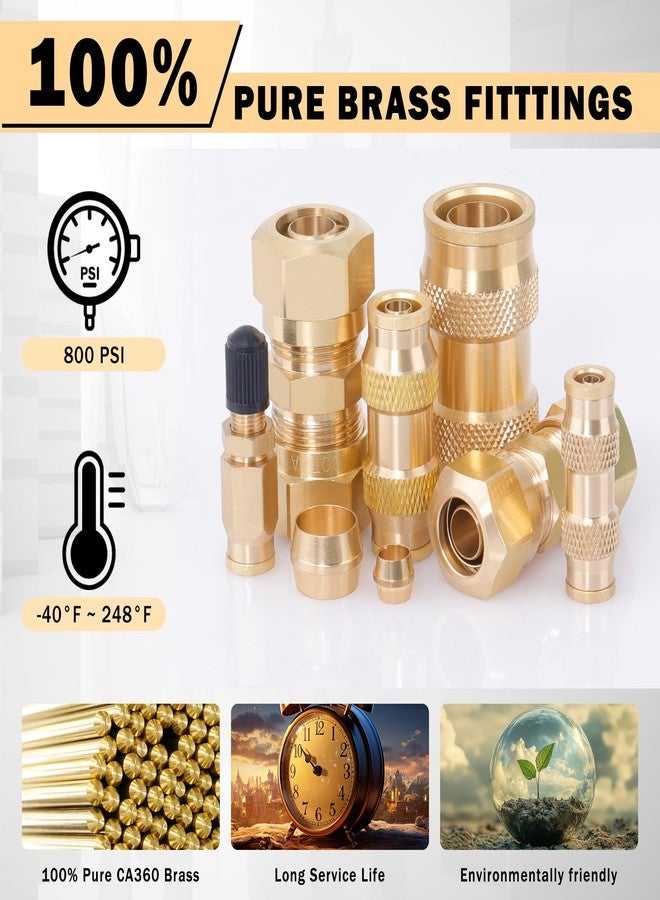 CheeMuii 74 PCS Brass DOT Air Line Fittings Kit DOT Push Lock and Compression Air Fittings DOT Quick Connect Straight Union 1/8" 5/32" 1/4" 3/8" 1/2" 5/8" 3/4" Air Hose Fittings Assortment - Image 3