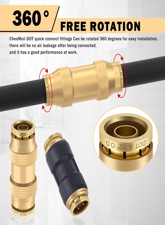 CheeMuii 74 PCS Brass DOT Air Line Fittings Kit DOT Push Lock and Compression Air Fittings DOT Quick Connect Straight Union 1/8" 5/32" 1/4" 3/8" 1/2" 5/8" 3/4" Air Hose Fittings Assortment - Image 5