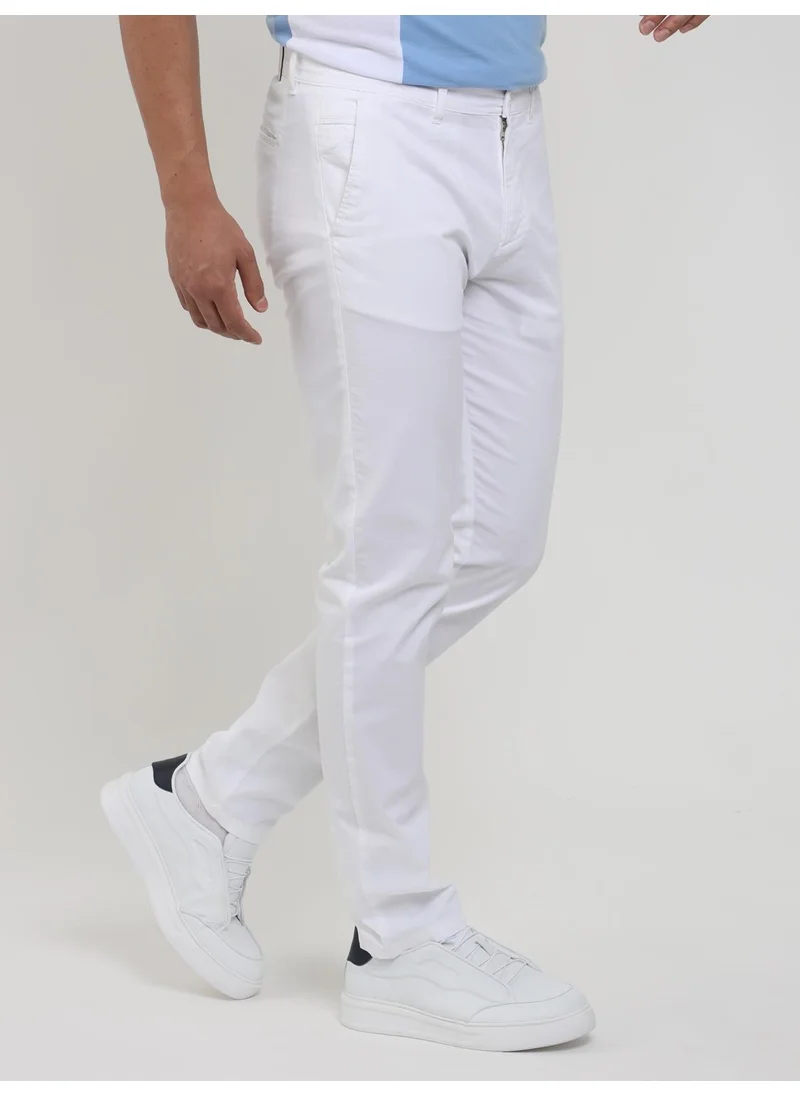 Dufy White Men's Regular Fit Straight Trousers - 105343