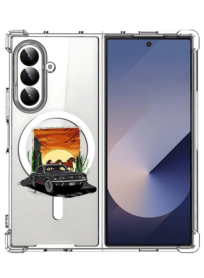 Theodor Magnetic Case for Samsung Galaxy Z Fold 7 Compatible with MagSafe Wireless Charging, Shockproof Phone Bumper Cover Car horse - Image 1