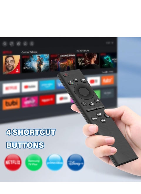 Solar Voice Replacement Remote for Samsung TV – Universal Rechargeable with 4 Shortcut Buttons for 2021-2022 Neo LED Smart 4K Ultra HD Models