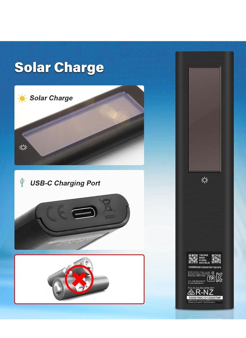 Solar Voice Replacement Remote for Samsung TV – Universal Rechargeable with 4 Shortcut Buttons for 2021-2022 Neo LED Smart 4K Ultra HD Models