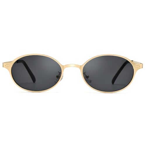 GLARDEFE Retro Oval Sunglasses for Women - Trendy Gold Frame Shades Sun Glasses UV400 Protection(Gold/Grey) - Image 5