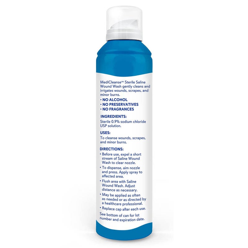 MediCleanse First Aid Sterile Saline Wound Wash, Promotes Healing, No Stinging or Burning, 7.4 oz Spray Can - Made in USA - Image 2
