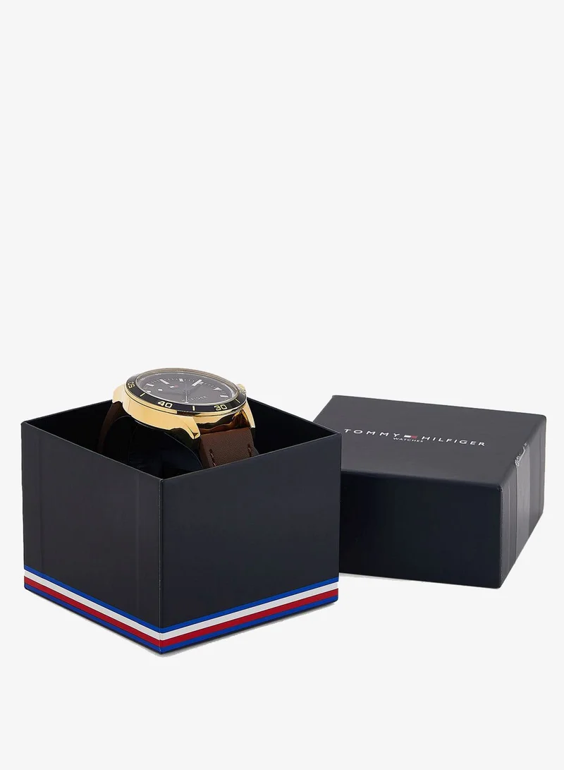 Tommy Hilfiger  3-Hand Mens Quartz Movement Watch With Brown Leather Strap - 1791818 for Men | Best Price UAE
