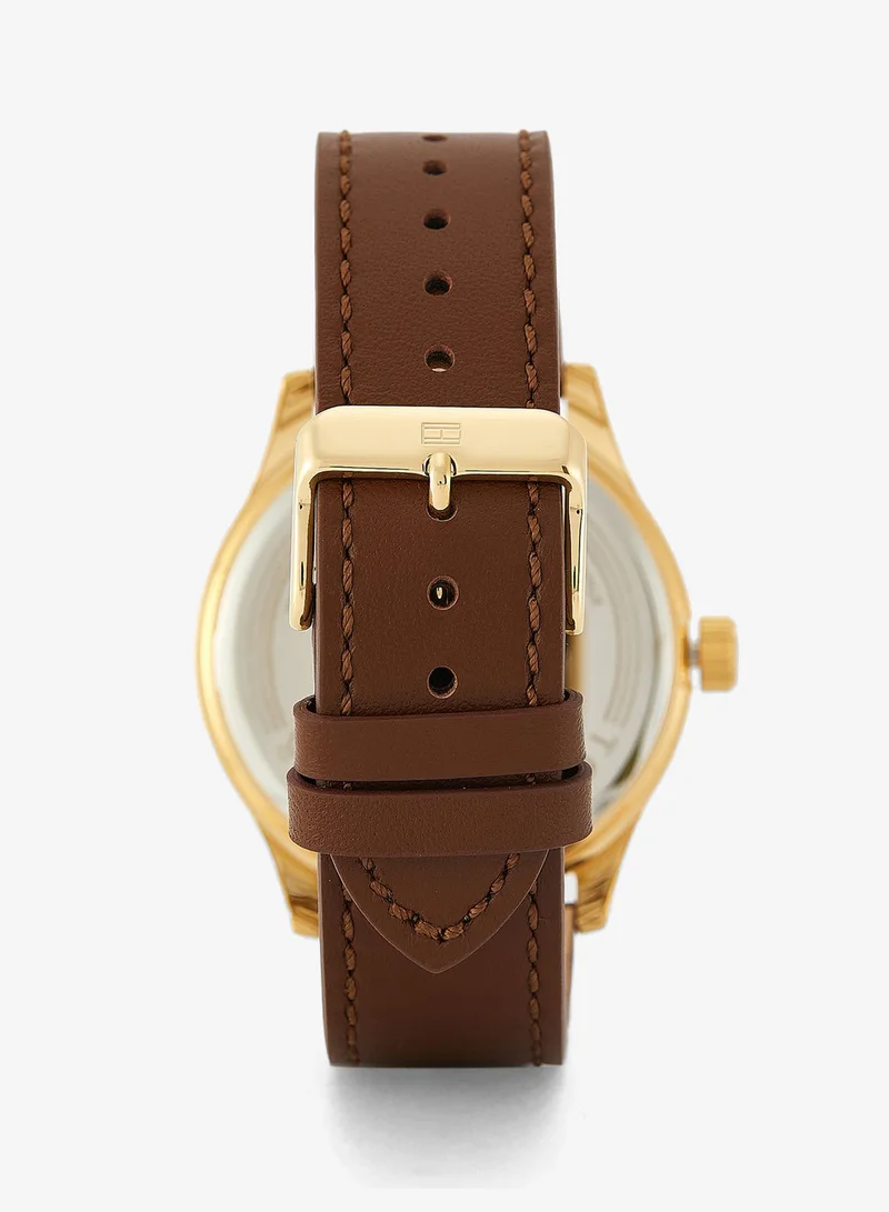 Tommy Hilfiger  3-Hand Mens Quartz Movement Watch With Brown Leather Strap - 1791818 for Men | Best Price UAE