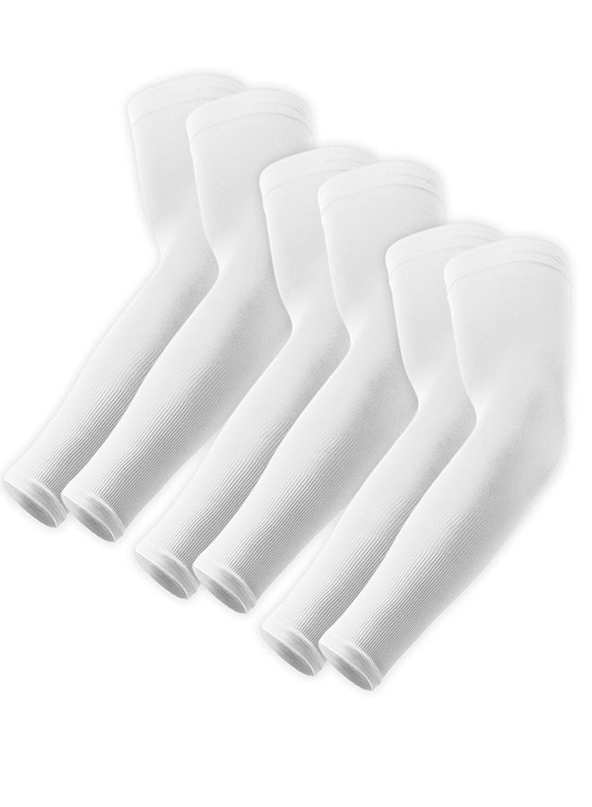 Generic UV Sun Protection Arm Sleeves - 3 Pack Compression Arm Sleeve, UV Arm Sleeves Men, Women - Golf Cooling Sleeves (White)  - Image 1