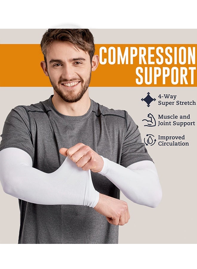 Generic UV Sun Protection Arm Sleeves - 3 Pack Compression Arm Sleeve, UV Arm Sleeves Men, Women - Golf Cooling Sleeves (White)  - Image 3