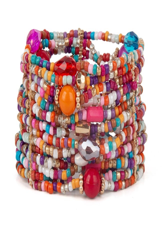 SPUNKYsoul Marisol Colorful Beaded Stretch Bracelet – Boho Multi-Row Look Bracelet Inspired by Sea & Sun, Vibrant Resort-Style Statement Jewelry (Marisol Multi Color) - Image 1