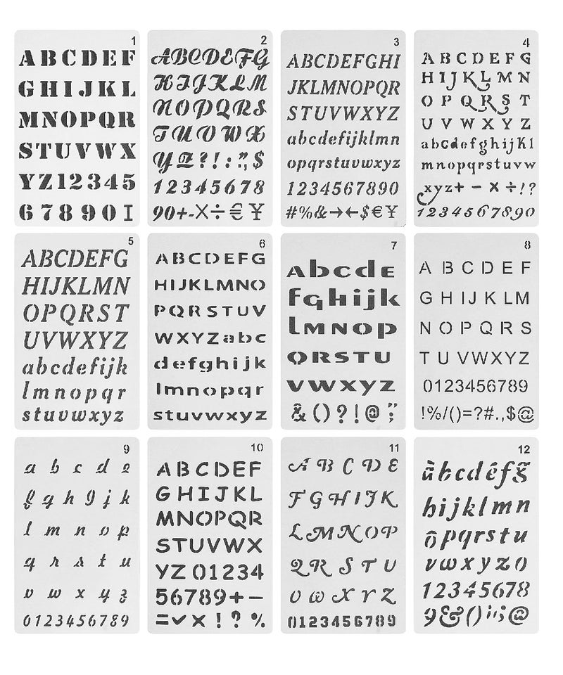 Mr Pen Letter Stencils 12 Pack 4 x 7 Inch Alphabet Stencils Letters and Numbers Letter Stencil Lettering Alphabet Stencil