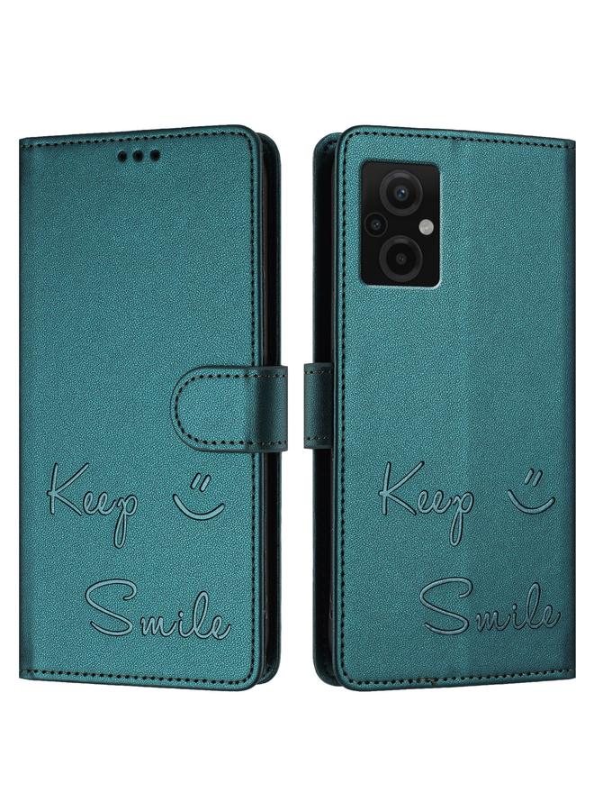 اس-توب جراب لهاتف Redmi Note 11R / Note 11E جراب هاتف جلدي بنقش ابتسامة بتقنية RFID - Image 3