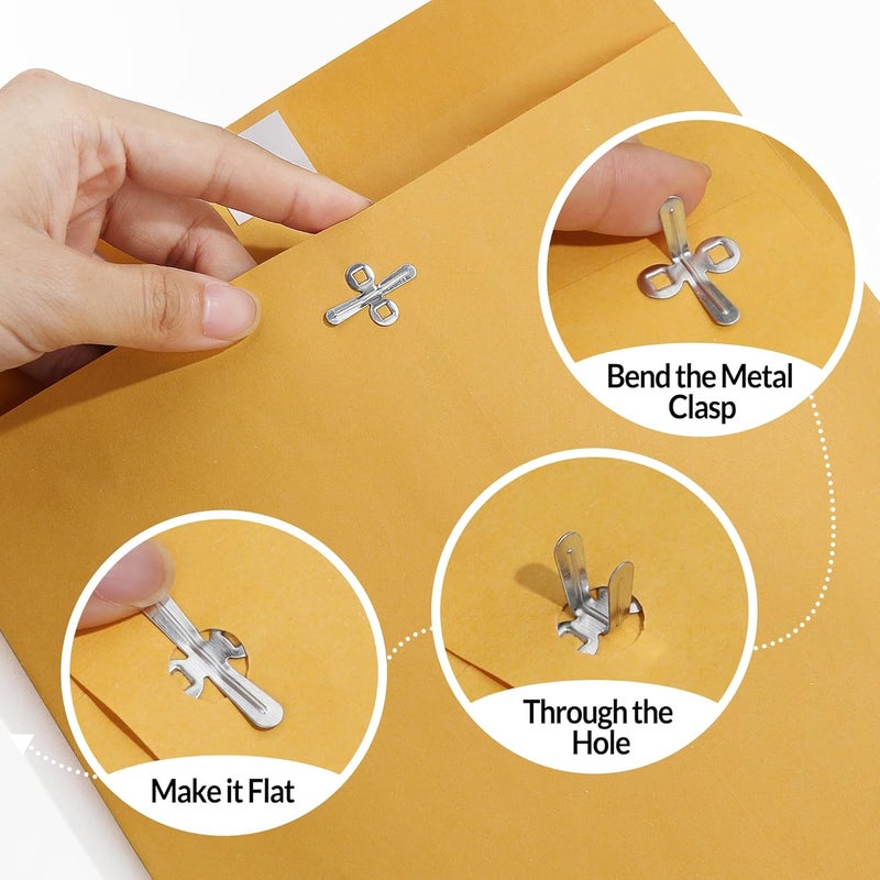 SUNEE 9"x12" Envelopes, 28-lb Heavyweight Kraft Paper, 100 Count, Brown Envelopes with Metal Clasp, for Storing, Mailing & Organizing Documents, Photos - Image 4