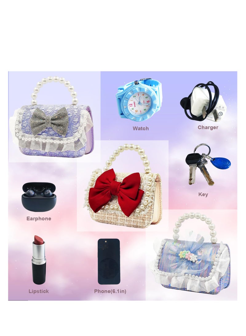 SYOSI Toddler Gifts Kids Purse for Little Girls Princess Handbags with Pearl Handle Crossbody Shoulder Bag Gift for Birthday Gift Kids Purses Little Girls Wallet Crossbody Bag for Children - Image 3