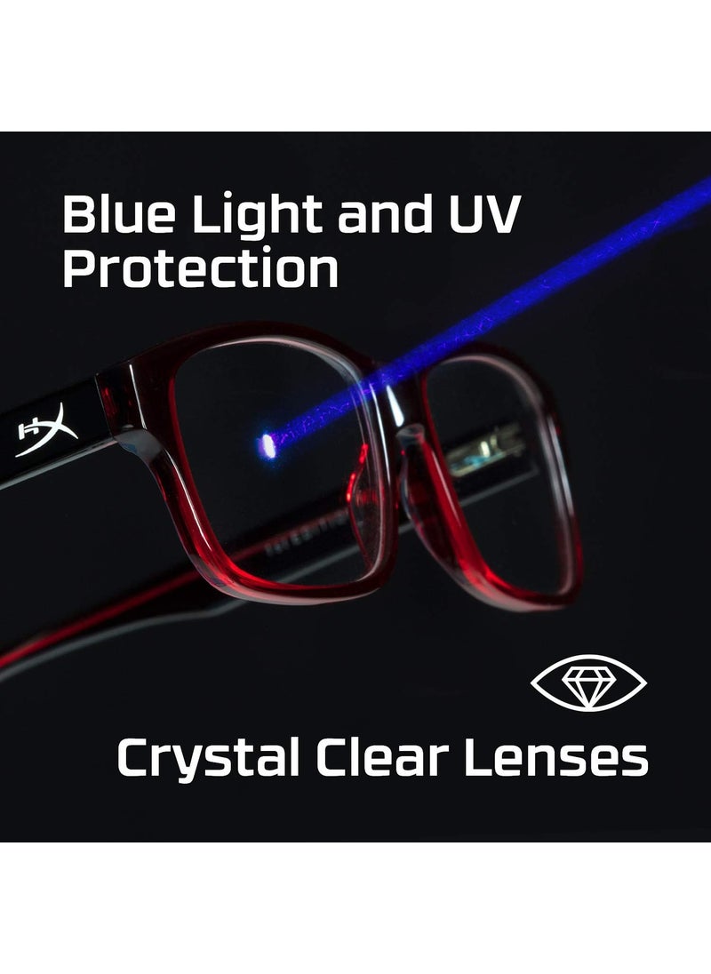 HYPERX HyperX Spectre 1st Edition  Gaming Eyewear Blue Light Blocking Glasses UV Protection Durable Acetate Frame Crystal Clear Lenses Microfiber Pouch Hardshell Case Square Eyewear Frame  Tort  - Image 5