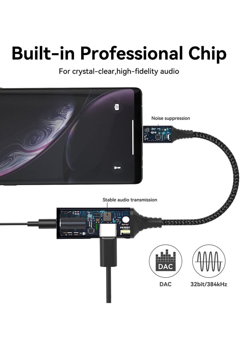 USB C to 3.5mm Headphone and Charger Adapter, Type C Headphone Adapter,  2-in-1 USB C to AUX Mic Jack with PD 60W Fast Charging, Compatible with Samsung Galaxy S22/S23 Ultra/Note20, Pixel 6, iPad Pro  - Image 4