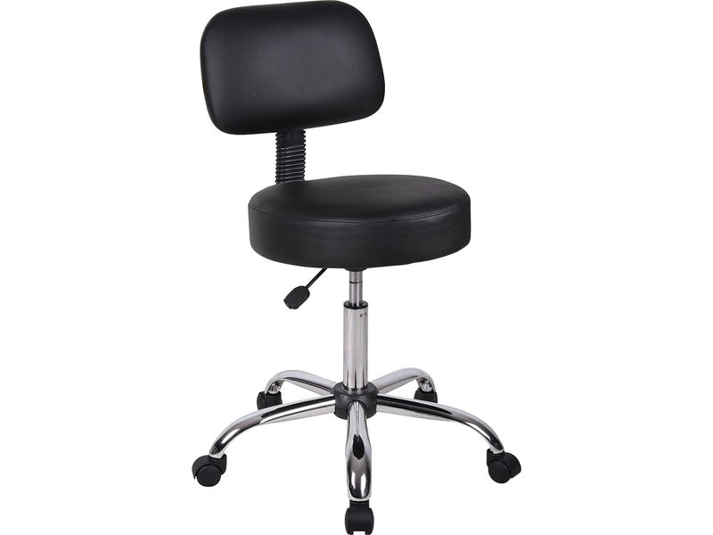 Boss Office Products Boss Office Products Be Well Medical Spa Stool with Back in Vinyl Black 