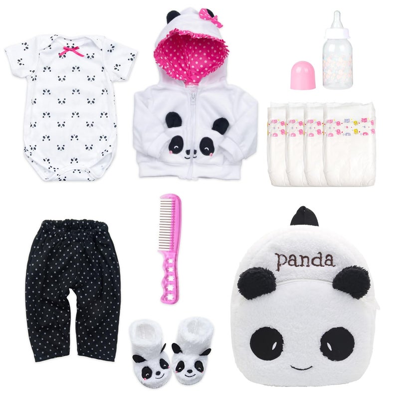 Pedolltree Reborn Baby Dolls Clothes Girl Outfits Accesories Panda 11 Pcs Set for 1719 Inch Reborn Doll Newborn GirlBoy with BackpackDiaper - Image 3