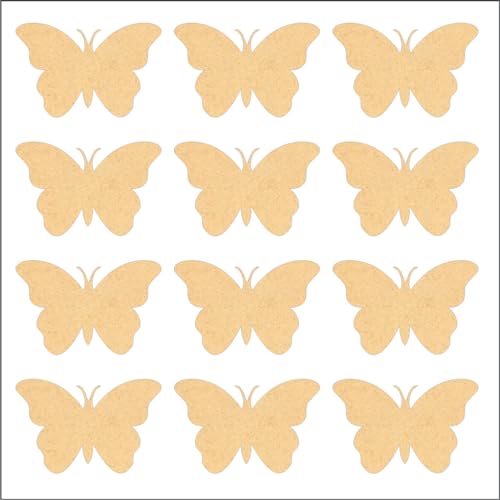 PICRAZEE Mdf Diy Cutouts Butterflies (12 Pcs) Plain Mdf Blank Cutouts For Diy, Artwork, Decoupage, Resin Art, Craft Project, Home Office Festive Décor (5.5Mm Thick) ,Brown - Image 2