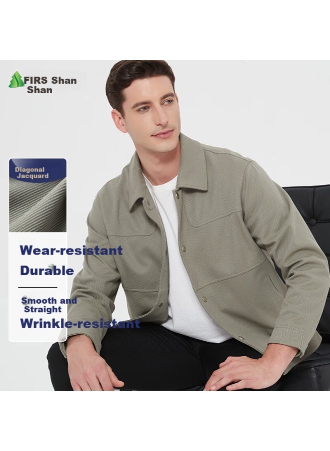 Firs Jacquard Texture Jacket For Men, Spring And Autumn Style, Business Casual Top, Commuter Coat, Men'S Outerwear