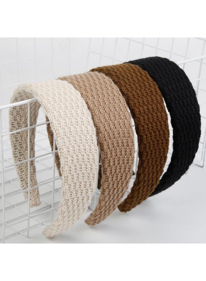 TEBIEKOY Headbands for Women Knitted Trendy 1.57 in Wide Head Bands Non Slip Cute Hairbands for Girls, Solid Color Elastic Hairbands for Women's Hair Fashion Hair Accessories,4 Pack - Image 1
