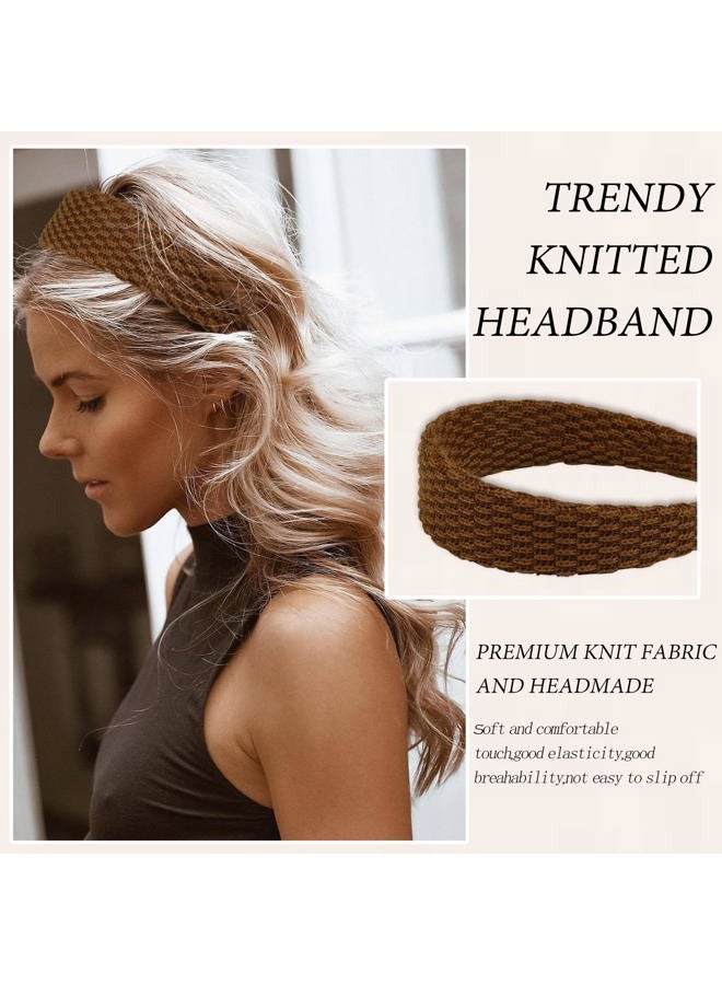 TEBIEKOY Headbands for Women Knitted Trendy 1.57 in Wide Head Bands Non Slip Cute Hairbands for Girls, Solid Color Elastic Hairbands for Women's Hair Fashion Hair Accessories,4 Pack - Image 2