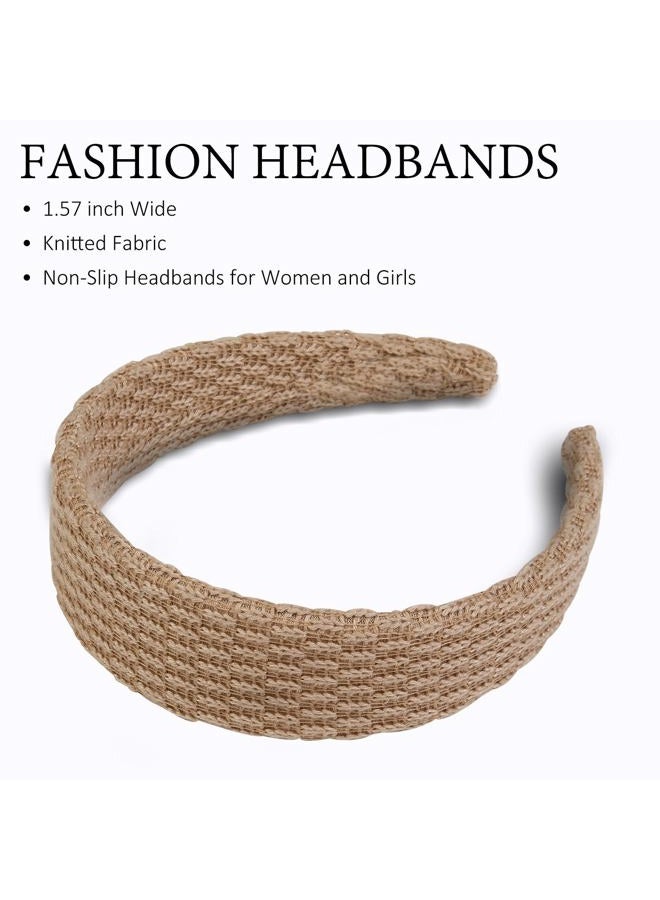 TEBIEKOY Headbands for Women Knitted Trendy 1.57 in Wide Head Bands Non Slip Cute Hairbands for Girls, Solid Color Elastic Hairbands for Women's Hair Fashion Hair Accessories,4 Pack - Image 4