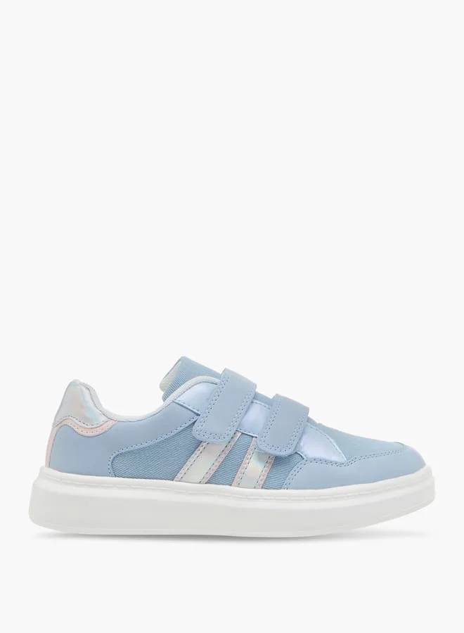 Little Missy Girls Panelled Sneakers with Hook and Loop Closure