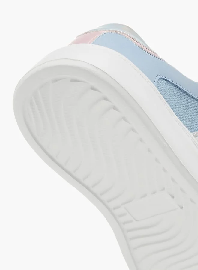 Little Missy Girls Panelled Sneakers with Hook and Loop Closure