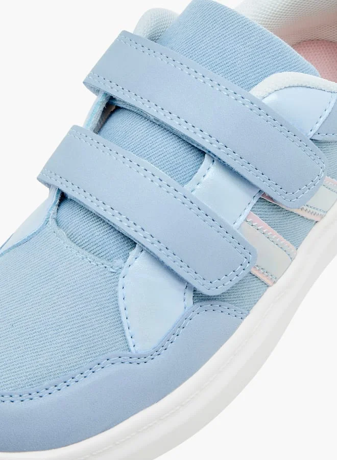 Little Missy Girls Panelled Sneakers with Hook and Loop Closure